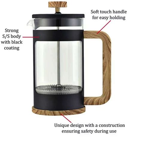 Kavinukas arbatinukas su French press nuspaudžiamu filtru 600ml KH