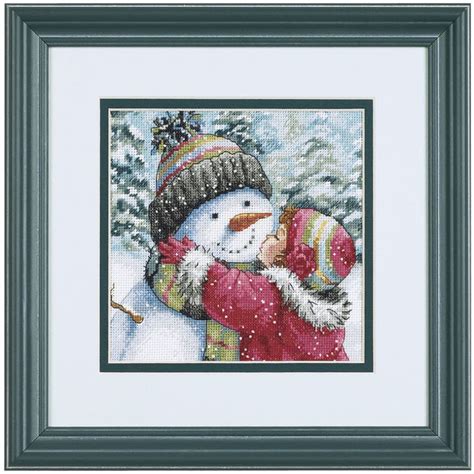 A Kiss For Snowman Cross Stitch Needlepoint Stitchery And Embroidery Kits Projects And