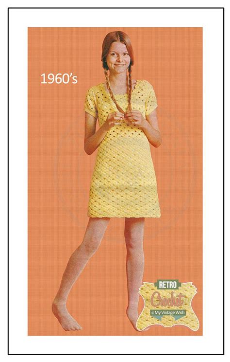 1960s Crochet Mini Dress Pattern Pdf Instant Download Crochet Mini