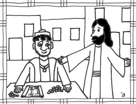 Jesus Calls Matthew Coloring Page Stushie Art