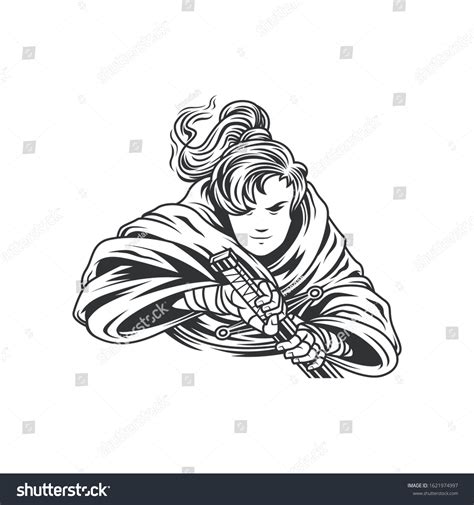 Ninja Assasin Isolated Vector Hand Drawn Stock Vector Royalty Free