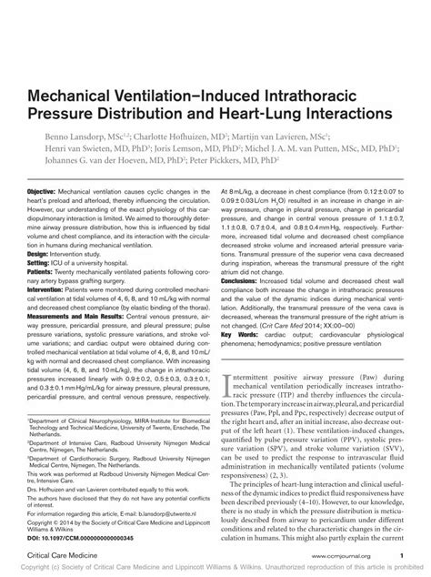 (PDF) Mechanical Ventilation–Induced Intrathoracic Pressure ...