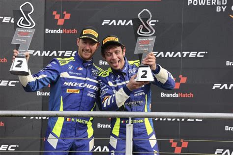 Valentino Rossi On The Podium At Brands Hatch GTWCE 2023