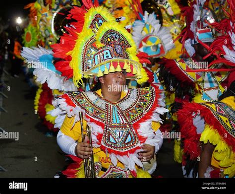 Young Man Dressed In Bright And Colorful Costume While Holding A