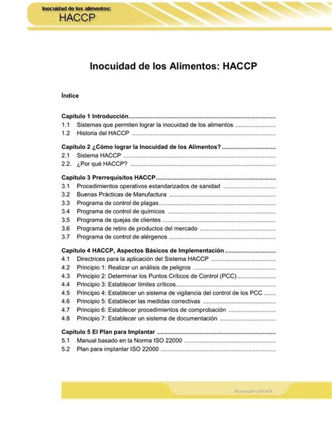 Manual Inocuidad De Los Alimentos HACCP