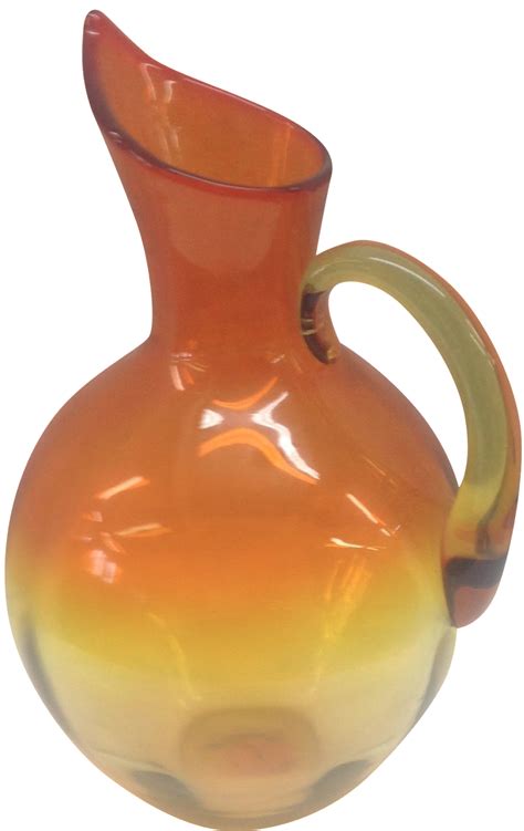 Tangerine Blenko Amberina Pitcher Vase Chairish