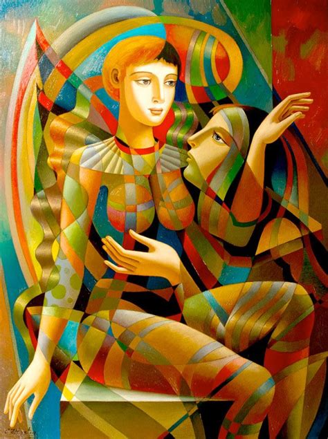 Caress Original Oil On Canvas By Oleg Zhivetin Cubism Art Africa