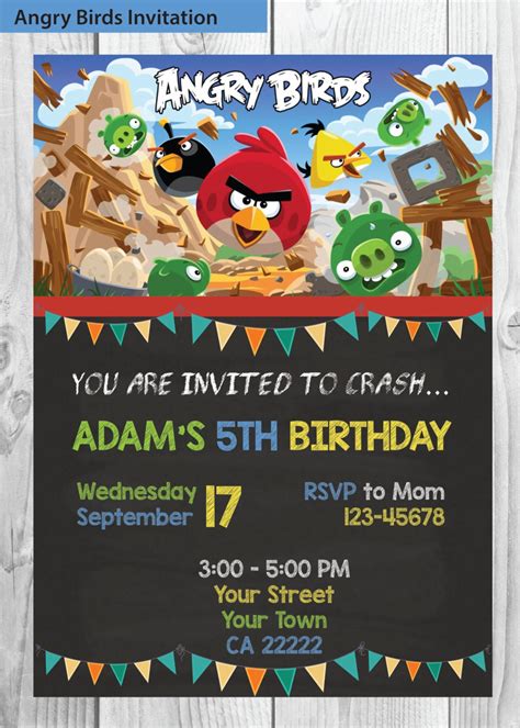 Angry Birds Invitation Angry Birds Printable Birthday