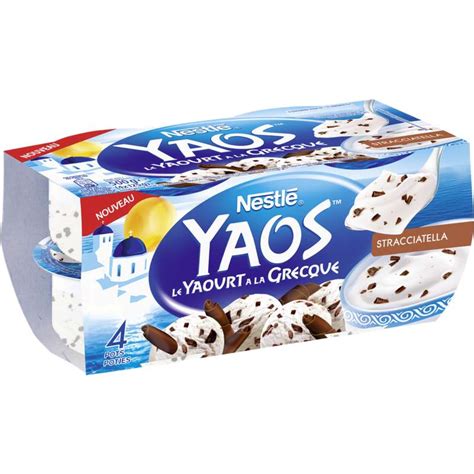 Yaourt stracciatella à la Grecque Yaos Nestlé 4 x 125 g La belle