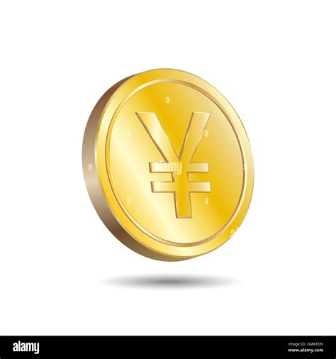 3d Vector Illustration Of Gold Yen Yuan Coin Isolated In White Color