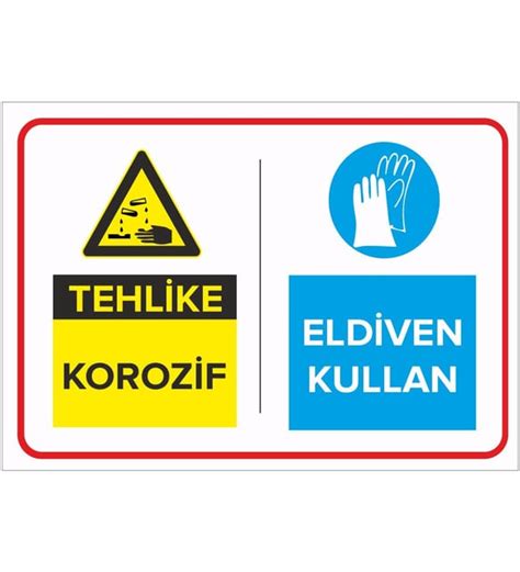 NEW JARGON Tehlike Krozif Eldiven Kullan Levhası Dekote Malzeme 25x35cm