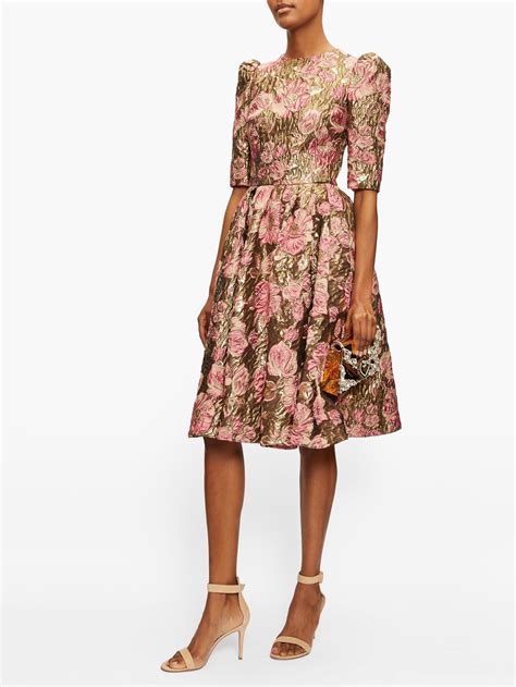 Metallic Rose Jacquard Dress Dolce Gabbana Matchesfashion Us