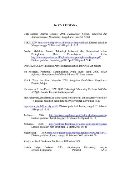Daftar Pustaka Pengelolaan Pembelajaran Berbasis E Learning Pada