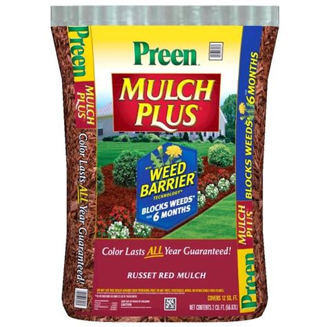 Preen 2 Cu Ft Russet Red Mulch Plus Weed Control In The Bagged Mulch