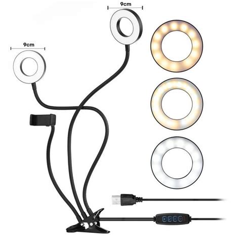 Lampe Esclave Flash Anneau Lumineux Led Avec Bras Long Pour Selfie