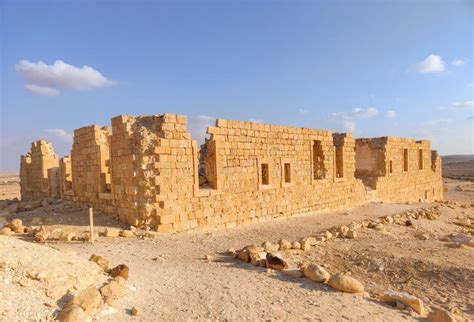 Remains Of Abandoned Nabateans City Nitzana At Negev Desert Stock Image