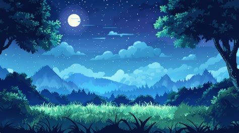 Enchanted forest pixel art background with starry night sky | Premium ...