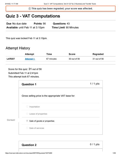 Quiz 3 VAT Computations 2nd 21 22 Tax 2 Business And Transfer Taxes
