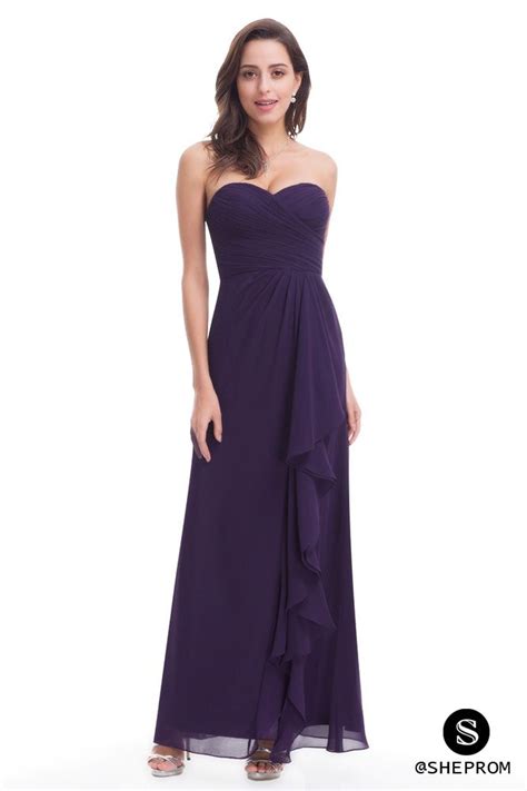 Dark Purple Chiffon Long Evening Party Dress Discount Bridesmaid