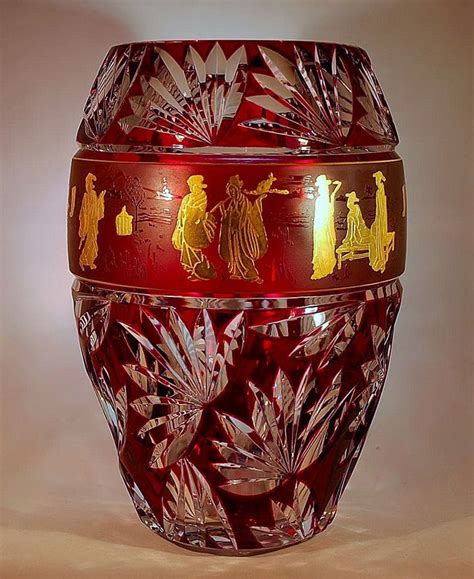 Val St Lambert Vase Aventin D Cor Japonais Hubert Lega