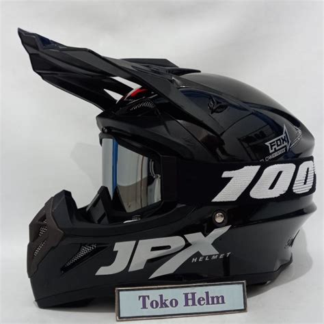 Jual Helm Jpx Cross Fox Solid Black Metalic Plus Google Gs