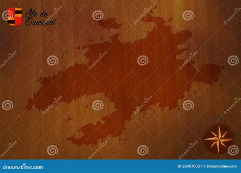 Map of Ushant Island Carved on Wood Stock Illustration - Illustration ...