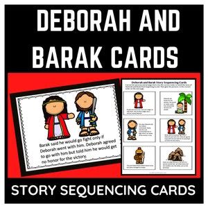 Deborah And Barak Bible Story Sequencing Cards For Sunday School