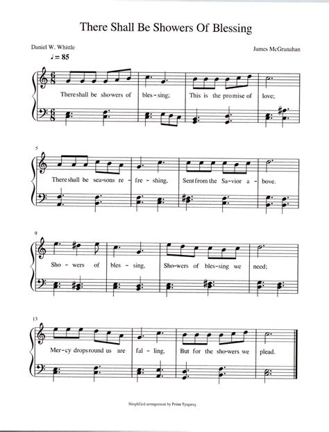 There Shall Be Showers Of Blessing Digital Sheet Music Key Of C Etsy