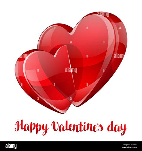 Happy Valentine Day Greeting Card With Two Crossed Hearts Stock Vector