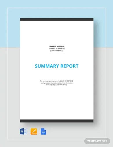 Summary Report 18 Examples Format Word Pages How To Create Pdf