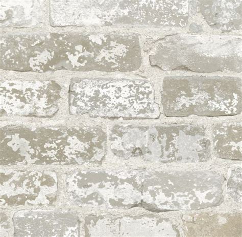 Reclaimed Exposed Brick Wallpaper Weathered White Stone Etsy