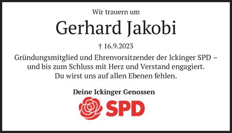 Traueranzeigen Von Gerhard Jakobi Trauer Merkur De