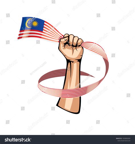 Malaysia Flag Hand On White Background Stock Vector Royalty Free