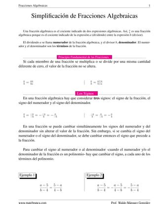 Fracciones Algebraicas Pdf