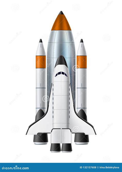 Vector Spacecraft Shuttle Rocket Mock Up Realistic Stock Vector - Illustration of sign, concept ...