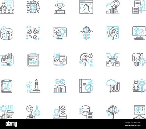 Juego de iconos lineales de estrategia de beneficios Optimización