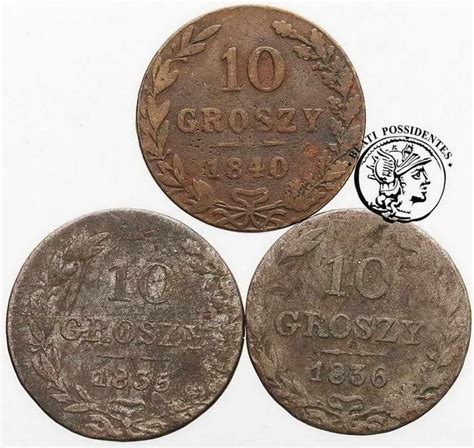 Polska Mikołaj I 10 groszy 1840 MW lot 3 szt st 4 archiwum niemczyk pl