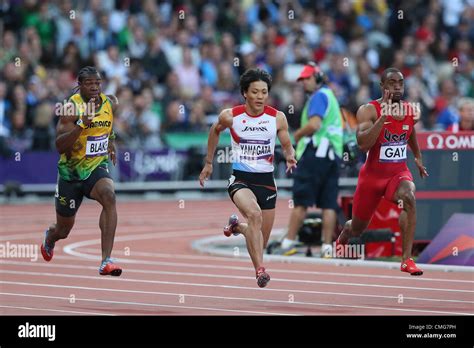 L To R Yohan Blake JAM Ryota Yamagata JPN Tyson Gay USA AUGUST 5 2012 Athletics