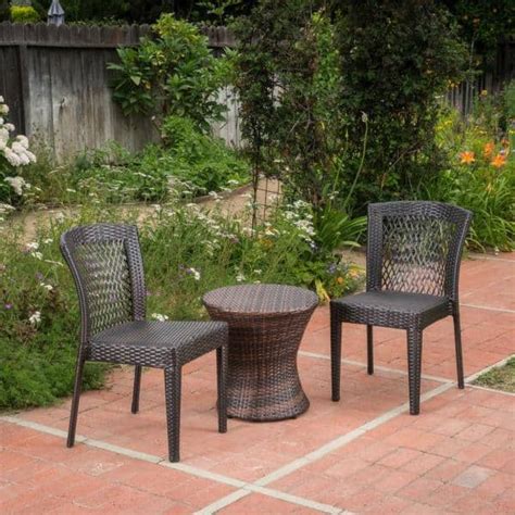 Noble House Multi Brown Piece Faux Rattan Outdoor Patio Conversation