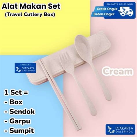 Jual Alat Makan Set Sendok Garpu Sumpit Set Jerami Gandum Portable