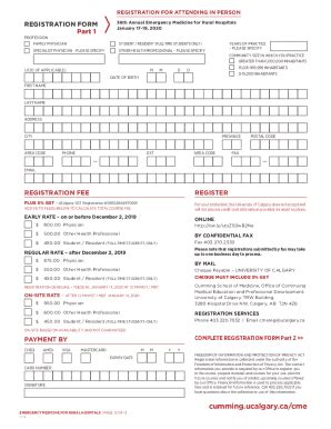 Fillable Online Cumming Ucalgary Registration Form Cumming School Of