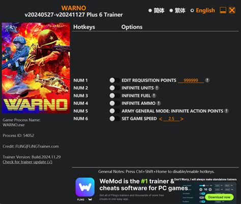 WARNO Trainer FLiNG Trainer PC Game Cheats And Mods