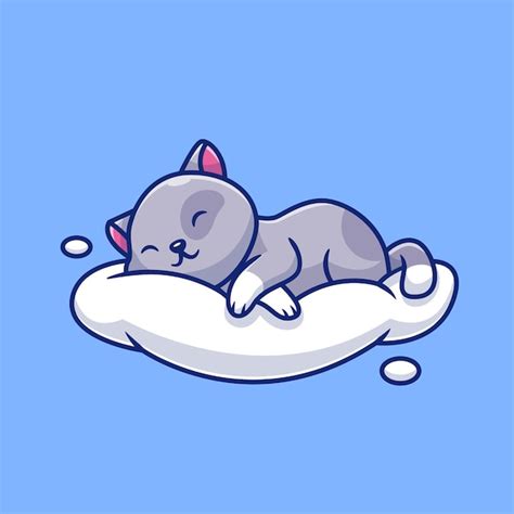 Chat Mignon Dormant Sur L Illustration D Ic Ne De Nuage Concept D