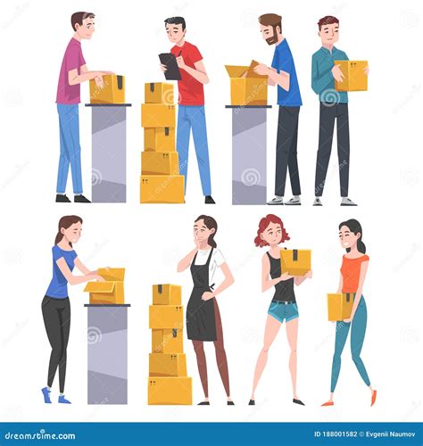 Workers Packing And Delivering Pizza Boxes To Customers Food Delivery