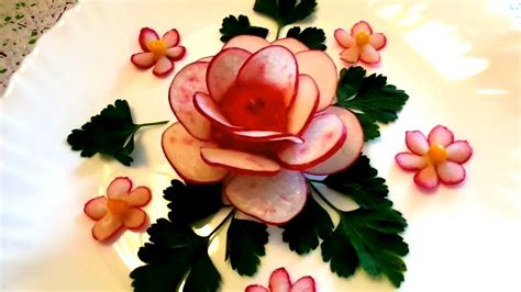 How To Make Radish Rose Flower Vegetable Carving How To Cut Radish