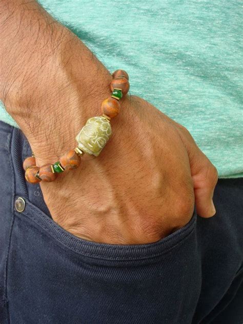 Herren Spirituelle Tibetische Buddha Armband Mit Semi Precious Eine