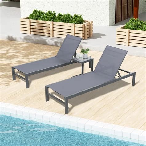 Ulax Furniture Pieces Outdoor Patio Aluminum Reclining Chaise Lounge