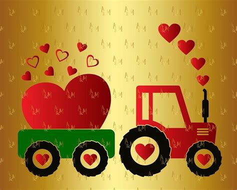 Off Valentine Farm Tractor With Hearts Svg Valentine S Etsy