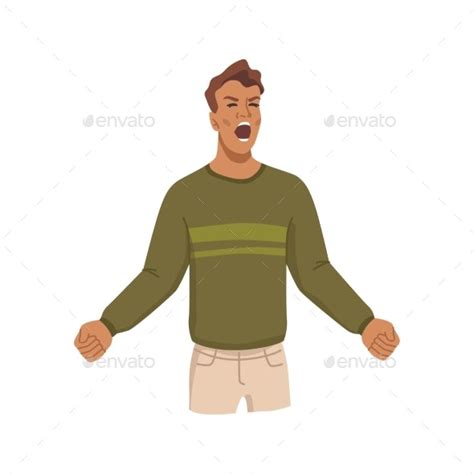 Man Expressing Anger And Wrath Emotions Express By Sensvector