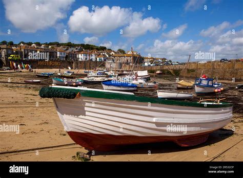 Harbour Mousehole Cornwall England Low Tide Stock Photo Alamy